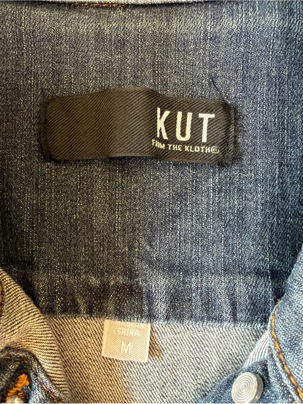 KUT from the Kloth Women’s M Dark Blue Collared Trucker Denim Jacket Long Sleeve - Picture 8 of 8